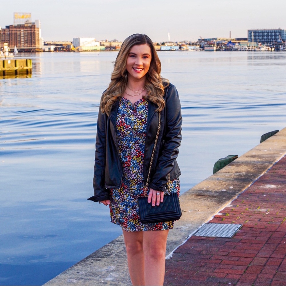 Boutique cowl neck floral dress